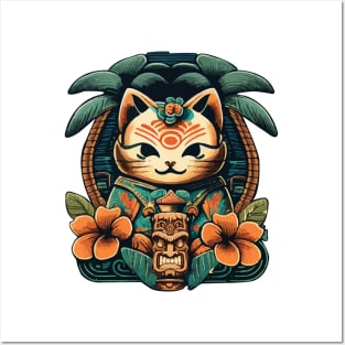 Japanese Cat Aloha Vibes Posters and Art